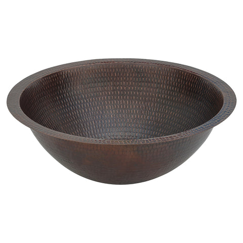 Main Image of Premier Copper Products 17" Round Copper Bathroom Sink, Oil Rubbed Bronze, LR17FDB