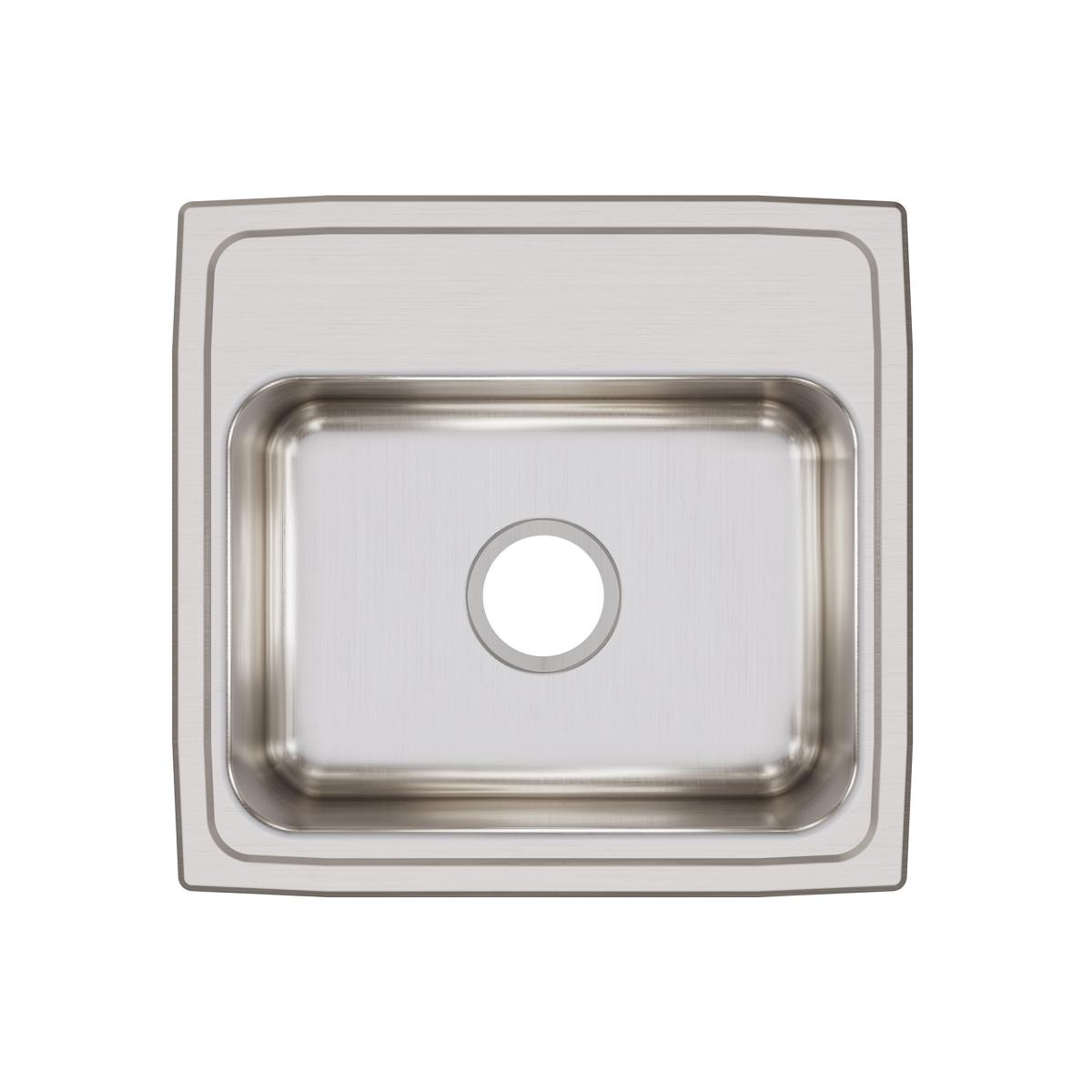Elkay Lustertone Classic 19" Drop In/Topmount Stainless Steel Kitchen Sink, Lustrous Satin, No Faucet Hole, LR19180