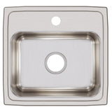 Elkay Lustertone Classic 19" Drop In/Topmount Stainless Steel Kitchen Sink, 1 Faucet Hole, LRQ19181