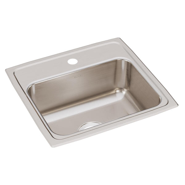 Elkay Lustertone Classic 19" Drop In/Topmount Stainless Steel Kitchen Sink, 1 Faucet Hole, LRQ19181