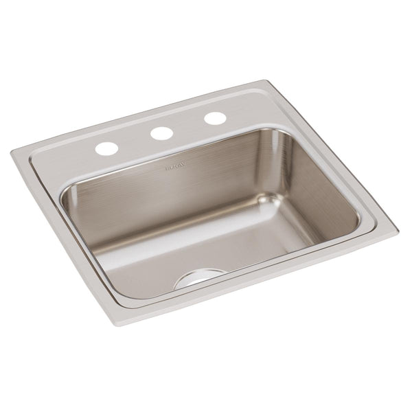 Elkay Lustertone Classic 19" Drop In/Topmount Stainless Steel Kitchen Sink, 3 Faucet Holes, LRQ19183