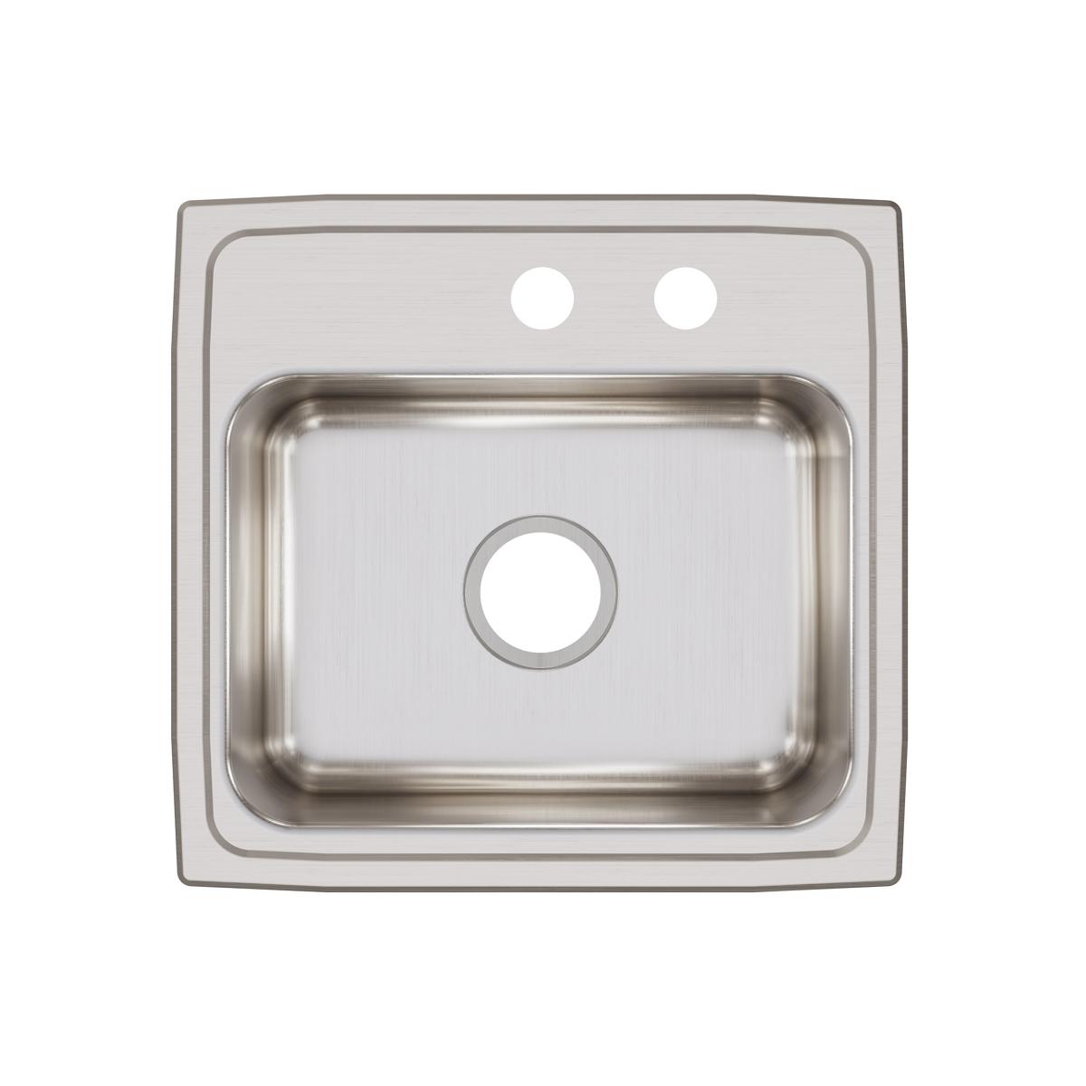 Elkay Lustertone Classic 19" Drop In/Topmount Stainless Steel Kitchen Sink, Lustrous Satin, MR2 Faucet Holes, LR1918MR2