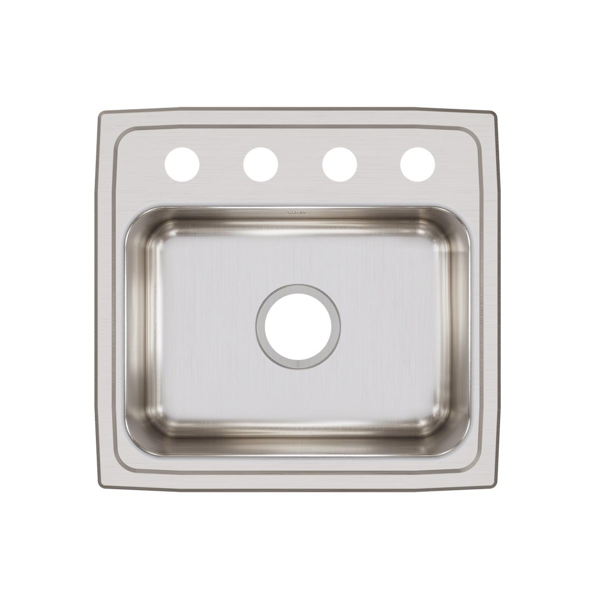 Elkay Lustertone Classic 19" Drop In/Topmount Stainless Steel Kitchen Sink, Lustrous Satin, OS4 Faucet Holes, LR1918OS4