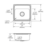 Elkay Lustertone Classic 19" Drop In/Topmount Stainless Steel Kitchen Sink, 1 Faucet Hole, LRQ19181