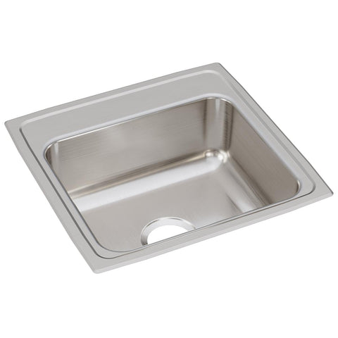 Elkay Lustertone Classic 20" Drop In/Topmount Stainless Steel Kitchen Sink, Lustrous Satin, No Faucet Hole, LR19190