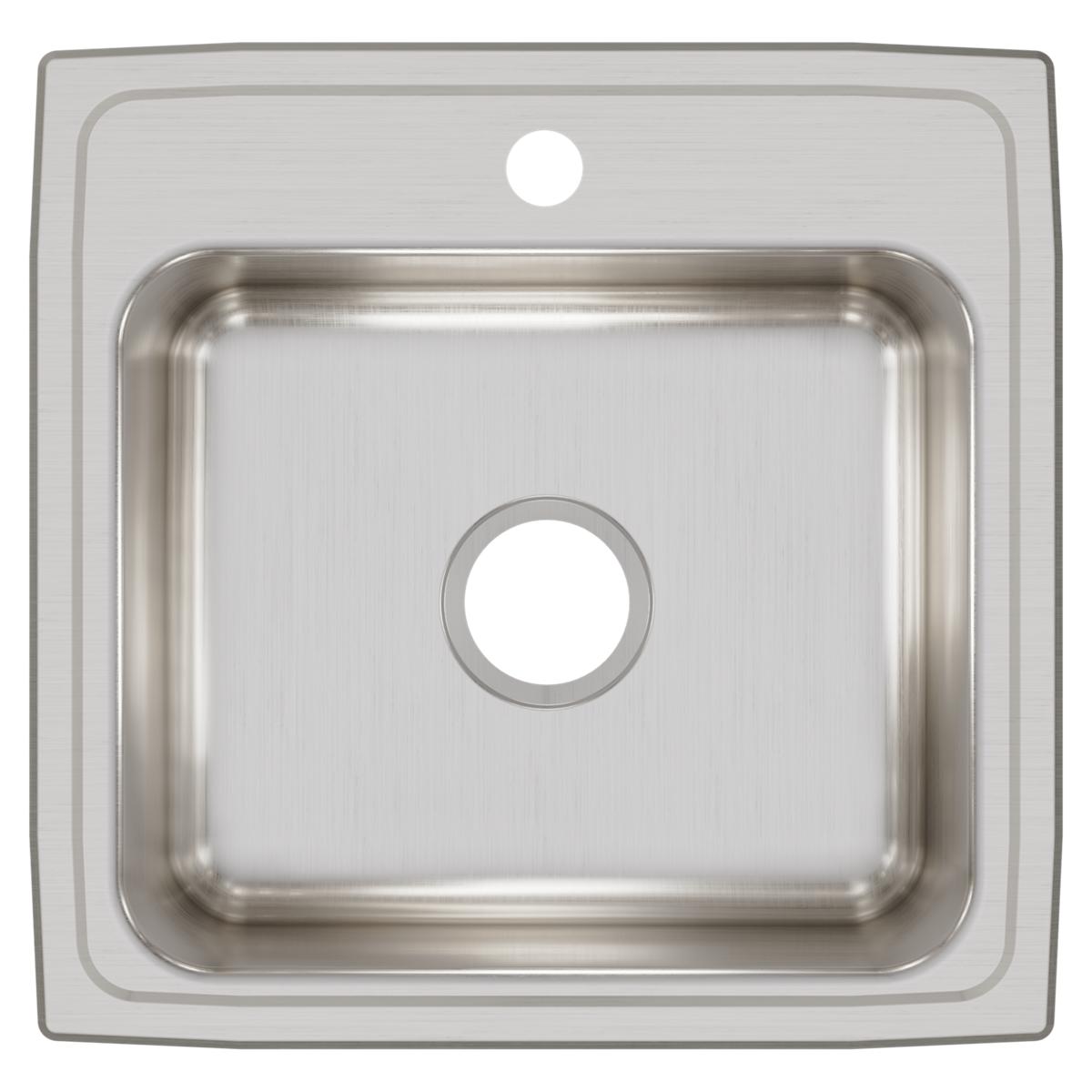 Elkay Lustertone Classic 20" Drop In/Topmount Stainless Steel Kitchen Sink, 1 Faucet Hole, LRQ19191