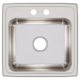 Elkay Lustertone Classic 20" Drop In/Topmount Stainless Steel Kitchen Sink, 2 Faucet Holes, LRQ19192