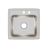 Elkay Lustertone Classic 20" Drop In/Topmount Stainless Steel Kitchen Sink, Lustrous Satin, MR2 Faucet Holes, LR1919MR2