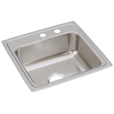 Elkay Lustertone Classic 20" Drop In/Topmount Stainless Steel Kitchen Sink, Lustrous Satin, MR2 Faucet Holes, LR1919MR2