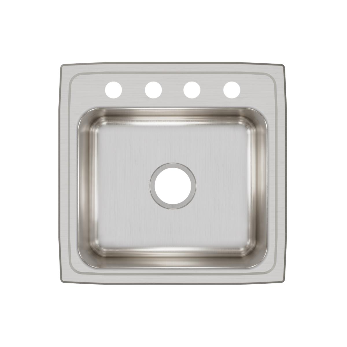 Elkay Lustertone Classic 20" Drop In/Topmount Stainless Steel Kitchen Sink, OS4 Faucet Holes, LRQ1919OS4