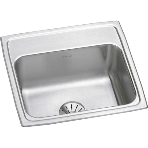 Elkay Lustertone Classic 20" Drop In/Topmount Stainless Steel Kitchen Sink, Lustrous Satin, No Faucet Hole, Perfect Drain, LR1919PD0