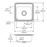 Elkay Lustertone Classic 20" Drop In/Topmount Stainless Steel Kitchen Sink, 2 Faucet Holes, LRQ19192