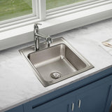 Elkay Lustertone Classic 20" Drop In/Topmount Stainless Steel Kitchen Sink, Lustrous Satin, 2 Faucet Holes, LR20222