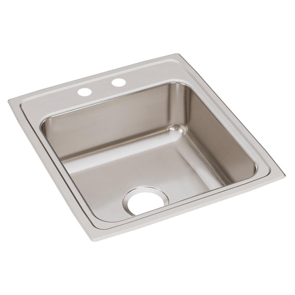 Elkay Lustertone Classic 20" Drop In/Topmount Stainless Steel Kitchen Sink, Lustrous Satin, 2 Faucet Holes, LR20222