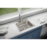 Elkay Lustertone Classic 22" Drop In/Topmount Stainless Steel Kitchen Sink, Lustrous Satin, No Faucet Hole, LR22190