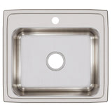 Elkay Lustertone Classic 22" Drop In/Topmount Stainless Steel Kitchen Sink, 1 Faucet Hole, LRQ22191