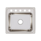 Elkay Lustertone Classic 22" Drop In/Topmount Stainless Steel Kitchen Sink, Lustrous Satin, 5 Faucet Holes, LR22195