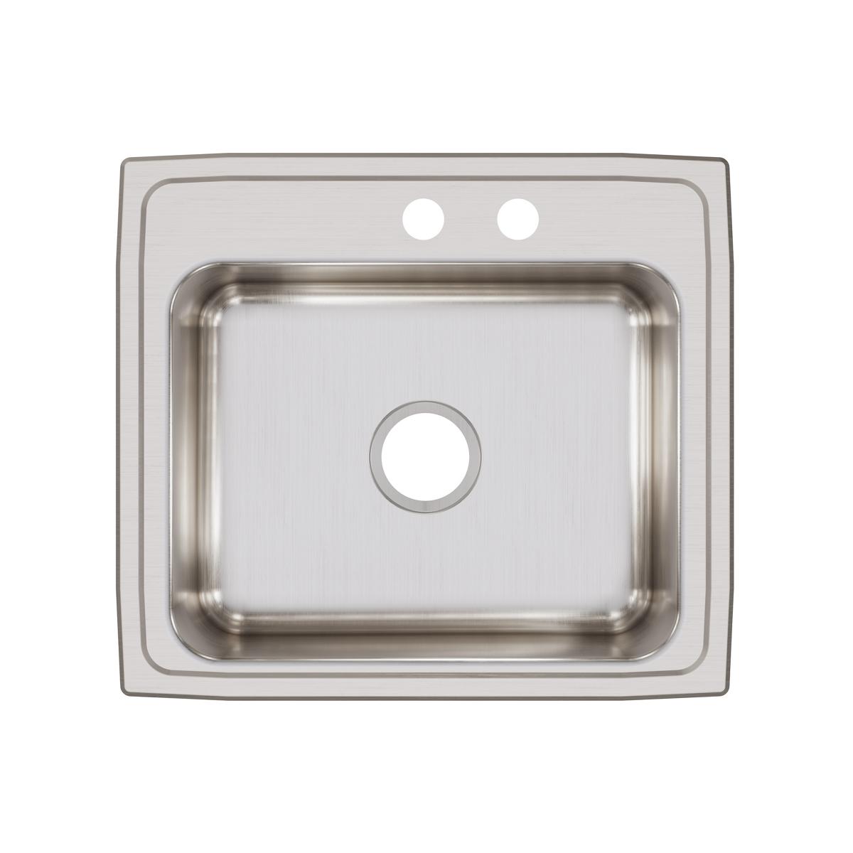 Elkay Lustertone Classic 22" Drop In/Topmount Stainless Steel Kitchen Sink, Lustrous Satin, MR2 Faucet Holes, LR2219MR2