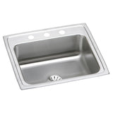 Elkay Lustertone Classic 22" Drop In/Topmount Stainless Steel Kitchen Sink, Lustrous Satin, No Faucet Hole, Perfect Drain, LR2219PD0