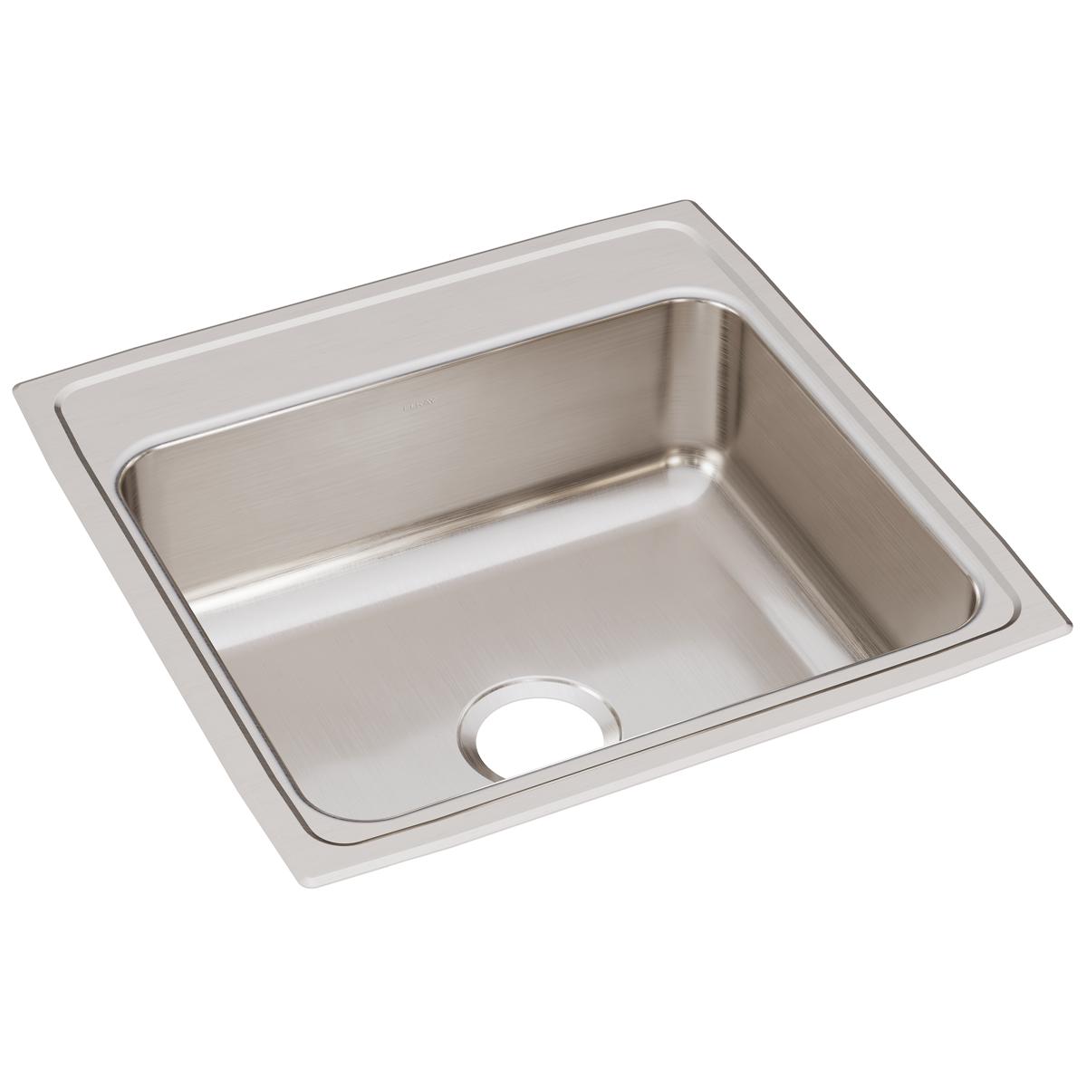 Elkay Lustertone Classic 22" Drop In/Topmount Stainless Steel Kitchen Sink, Lustrous Satin, No Faucet Hole, LR22220