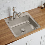 Elkay Lustertone Classic 22" Drop In/Topmount Stainless Steel Kitchen Sink, Lustrous Satin, MR2 Faucet Holes, LR2222MR2