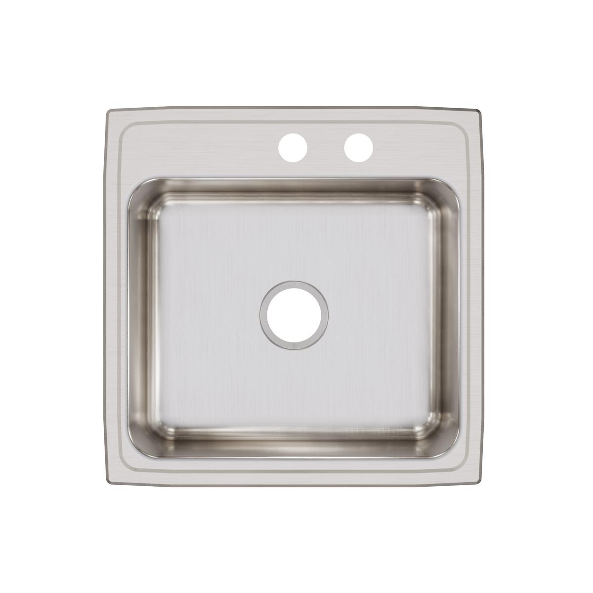Elkay Lustertone Classic 22" Drop In/Topmount Stainless Steel Kitchen Sink, Lustrous Satin, MR2 Faucet Holes, LR2222MR2