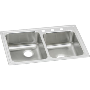 Alternate Image for Elkay Lustertone Classic 33" Drop In/Topmount Stainless Steel Kitchen Sink, 60/40 Double Bowl, Lustrous Satin, 3 Faucet Holes, LR2503