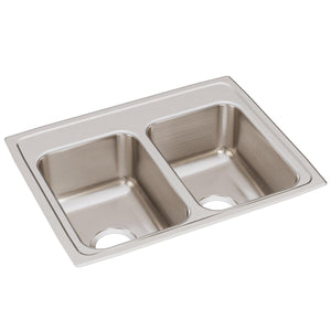 Alternate Image for Elkay Lustertone Classic 25" Drop In/Topmount Stainless Steel Kitchen Sink, 50/50 Double Bowl, Lustrous Satin, No Faucet Hole, LR25190