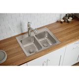 Elkay Lustertone Classic 25" Drop In/Topmount Stainless Steel Kitchen Sink, 50/50 Double Bowl, 2 Faucet Holes, LRQ25192