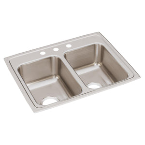 Alternate Image for Elkay Lustertone Classic 25" Drop In/Topmount Stainless Steel Kitchen Sink, 50/50 Double Bowl, 3 Faucet Holes, LRQ25193