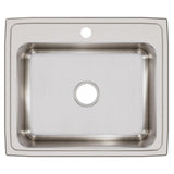 Elkay Lustertone Classic 25" Drop In/Topmount Stainless Steel Kitchen Sink, 1 Faucet Hole, LRQ25211