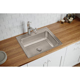 Elkay Lustertone Classic 25" Drop In/Topmount Stainless Steel Kitchen Sink, 2 Faucet Holes, LRQ25212