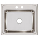 Elkay Lustertone Classic 25" Drop In/Topmount Stainless Steel Kitchen Sink, 2 Faucet Holes, LRQ25212