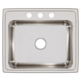 Elkay Lustertone Classic 25" Drop In/Topmount Stainless Steel Kitchen Sink, 3 Faucet Holes, LRQ25213