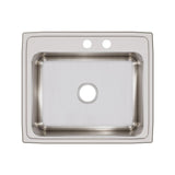 Elkay Lustertone Classic 25" Drop In/Topmount Stainless Steel Kitchen Sink, Lustrous Satin, MR2 Faucet Holes, LR2521MR2