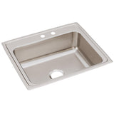 Elkay Lustertone Classic 25" Drop In/Topmount Stainless Steel Kitchen Sink, Lustrous Satin, MR2 Faucet Holes, LR2521MR2