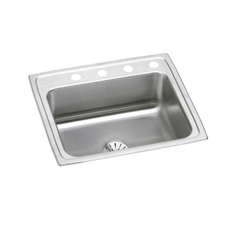 Elkay Lustertone Classic 25" Drop In/Topmount Stainless Steel Kitchen Sink, Lustrous Satin, No Faucet Hole, Perfect Drain, LR2521PD0