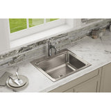 Elkay Lustertone Classic 25" Drop In/Topmount Stainless Steel Kitchen Sink, Lustrous Satin, No Faucet Hole, LR25220