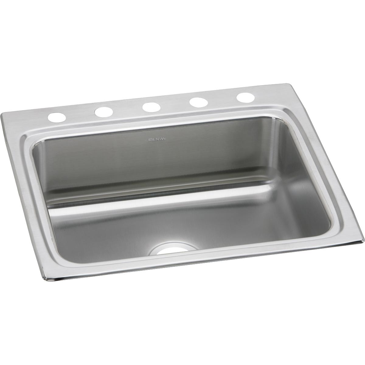 Elkay Lustertone Classic 25" Drop In/Topmount Stainless Steel Kitchen Sink, Lustrous Satin, 5 Faucet Holes, LR25225