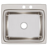 Elkay Lustertone Classic 25" Drop In/Topmount Stainless Steel Kitchen Sink, Lustrous Satin, MR2 Faucet Holes, LR2522MR2