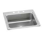 Elkay Lustertone Classic 25" Drop In/Topmount Stainless Steel Kitchen Sink, Lustrous Satin, 3 Faucet Holes, Perfect Drain, LR2522PD3