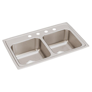 Alternate Image for Elkay Lustertone Classic 29" Drop In/Topmount Stainless Steel Kitchen Sink, 50/50 Double Bowl, Lustrous Satin, 4 Faucet Holes, LR29184