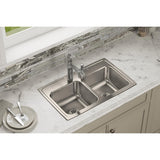 Elkay Lustertone Classic 29" Drop In/Topmount Stainless Steel Kitchen Sink, 50/50 Double Bowl, Lustrous Satin, 5 Faucet Holes, LR29185