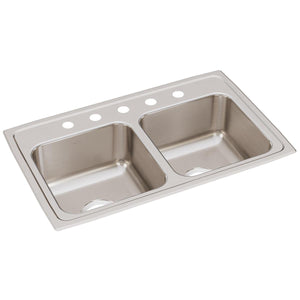 Alternate Image for Elkay Lustertone Classic 29" Drop In/Topmount Stainless Steel Kitchen Sink, 50/50 Double Bowl, Lustrous Satin, 5 Faucet Holes, LR29185