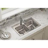 Elkay Lustertone Classic 29" Drop In/Topmount Stainless Steel Kitchen Sink, 50/50 Double Bowl, Lustrous Satin, MR2 Faucet Holes, LR2918MR2