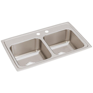 Alternate Image for Elkay Lustertone Classic 29" Drop In/Topmount Stainless Steel Kitchen Sink, 50/50 Double Bowl, Lustrous Satin, MR2 Faucet Holes, LR2918MR2