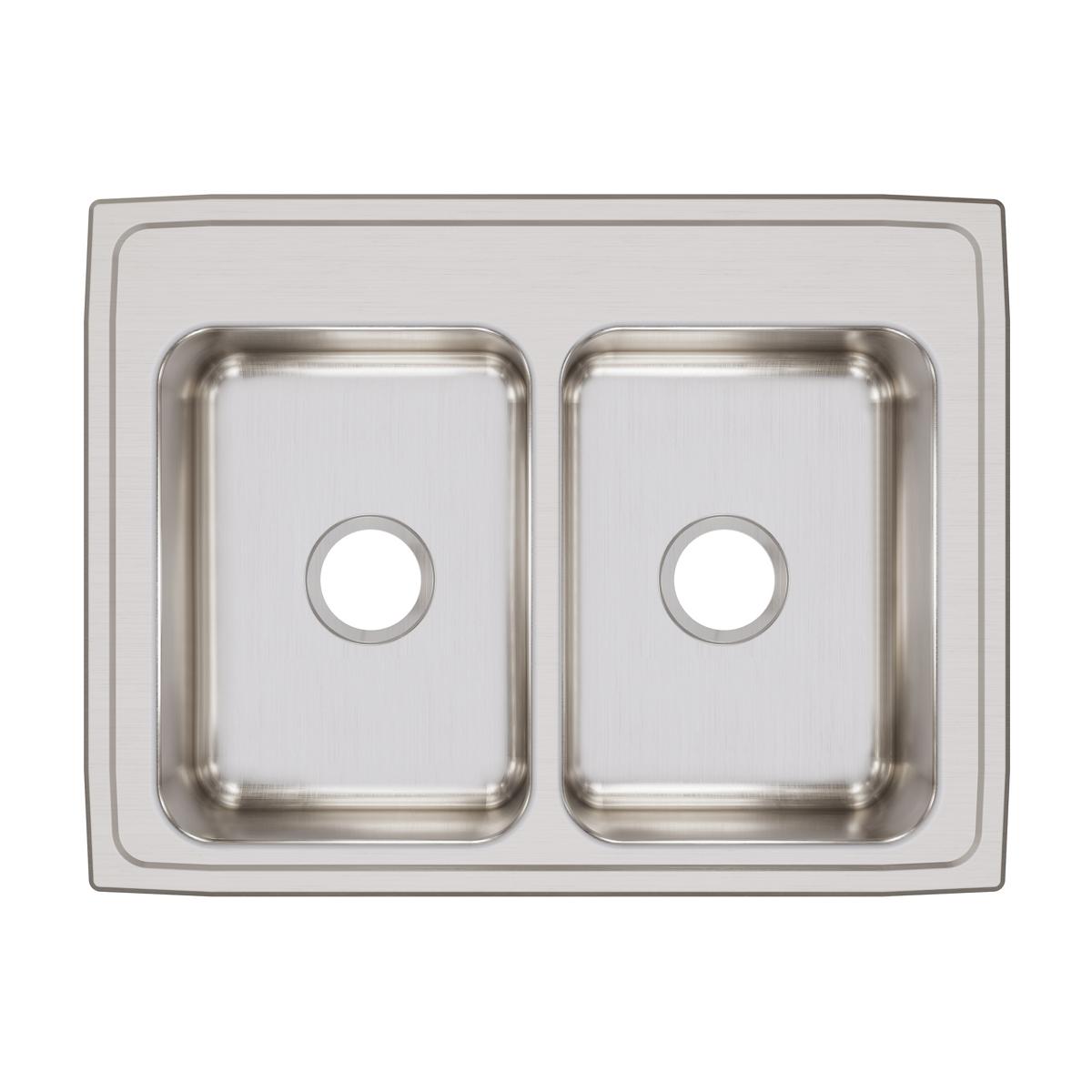 Elkay Lustertone Classic 29" Drop In/Topmount Stainless Steel Kitchen Sink, 50/50 Double Bowl, Lustrous Satin, No Faucet Hole, LR29220