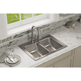 Elkay Lustertone Classic 29" Drop In/Topmount Stainless Steel Kitchen Sink, 50/50 Double Bowl, Lustrous Satin, 5 Faucet Holes, LR29225