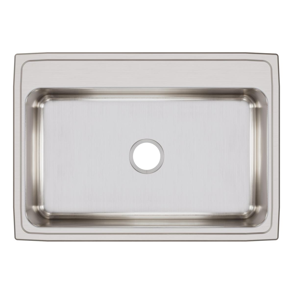 Elkay Lustertone Classic 31" Drop In/Topmount Stainless Steel Kitchen Sink, Lustrous Satin, No Faucet Hole, LR31220