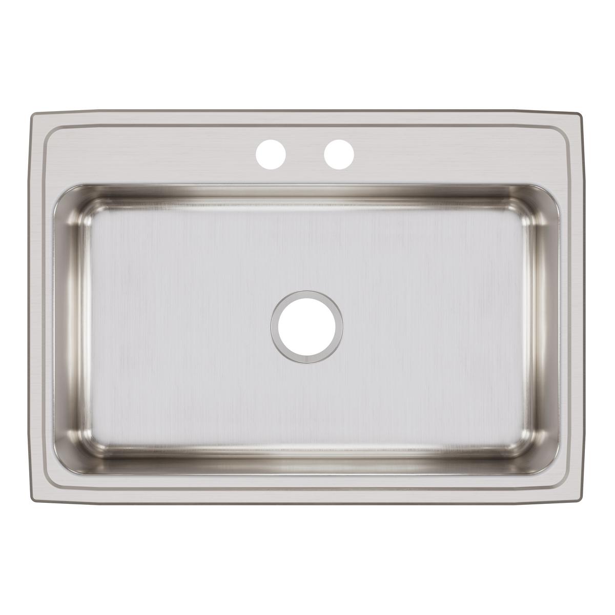 Elkay Lustertone Classic 31" Drop In/Topmount Stainless Steel Kitchen Sink, Lustrous Satin, 2 Faucet Holes, LR31222